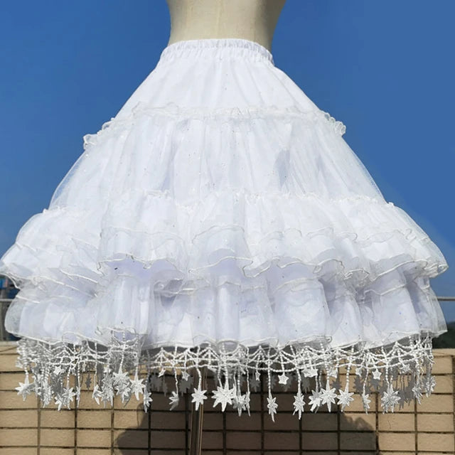 Women Star Lolita Skirt Gorgeous Fish Bone Support Adjustable Daily Violence Carmen Support Mid-length Lolita Fluffy Underskirt