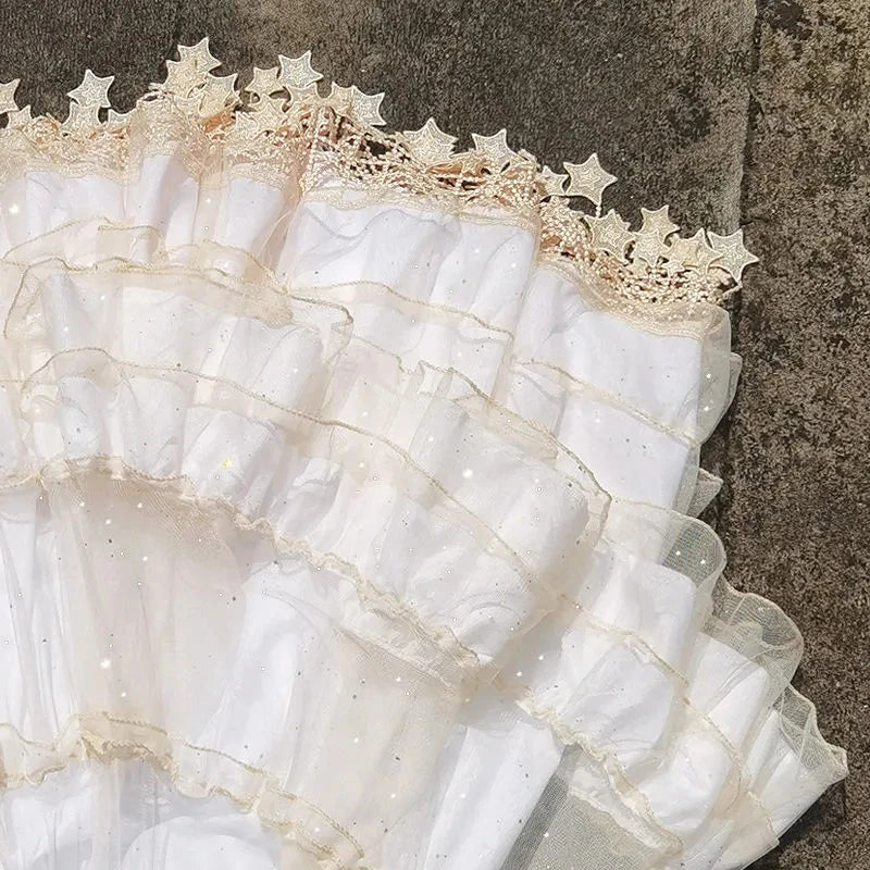 Women Star Lolita Skirt Gorgeous Fish Bone Support Adjustable Daily Violence Carmen Support Mid-length Lolita Fluffy Underskirt